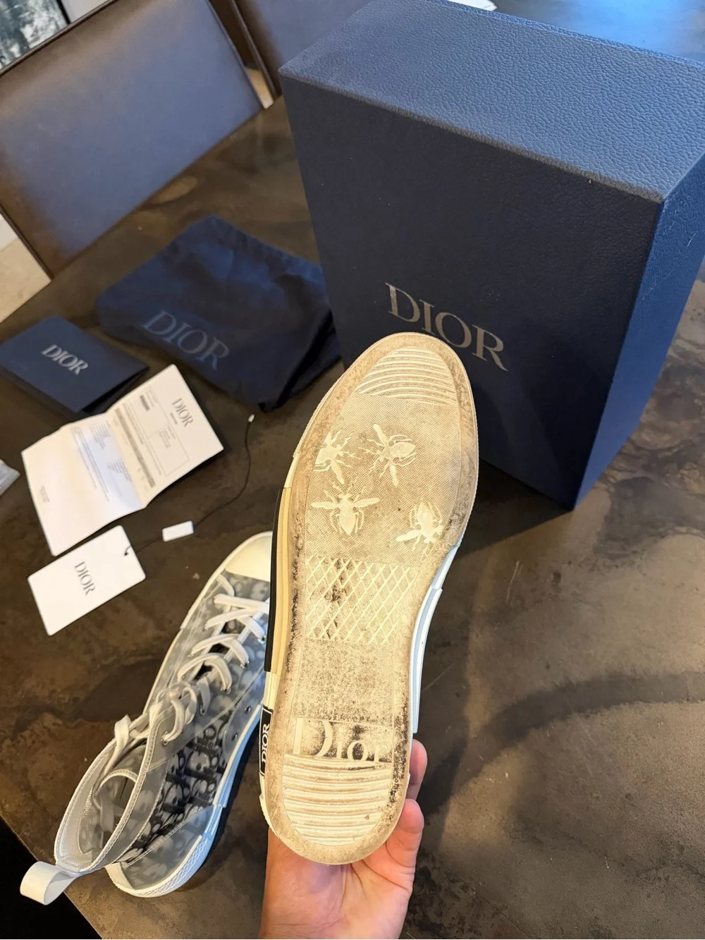 Dior Gray Dior Oblique High-Top Sneakers